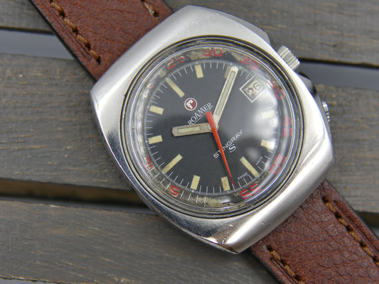 70s vintage watch mens Roamer Stingray S automatic diver 660ft Ref 471-9120.605