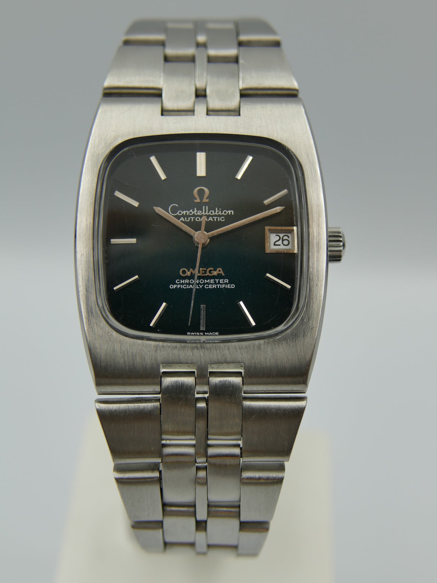 70's vintage watch mens Omega Constellation Chronometer ref. 168.047 green dial