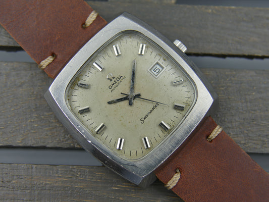 70s vintage watch mens Omega Seamaster ref. 166.0138 automatic 1012 Big Square tv