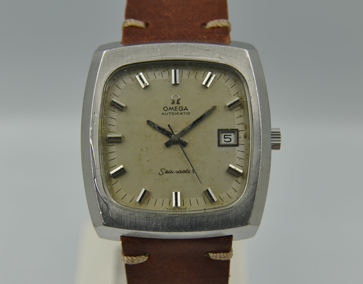 70s vintage watch mens Omega Seamaster ref. 166.0138 automatic 1012 Big Square tv