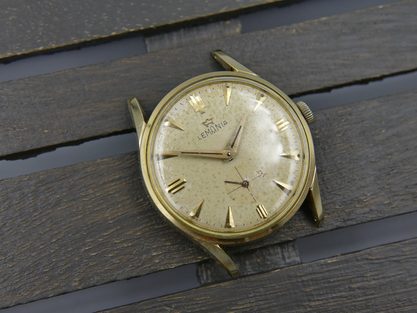 60s vintage watch mens Lemania ref. 918 -2 KO cal. 3000 gold pl serviced