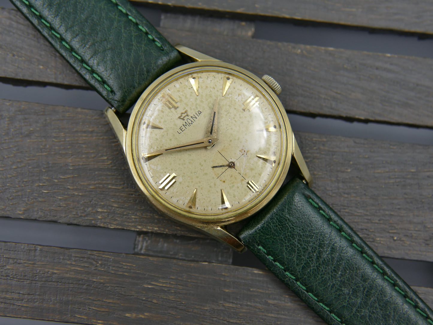 60s vintage watch mens Lemania ref. 918 -2 KO cal. 3000 gold pl serviced