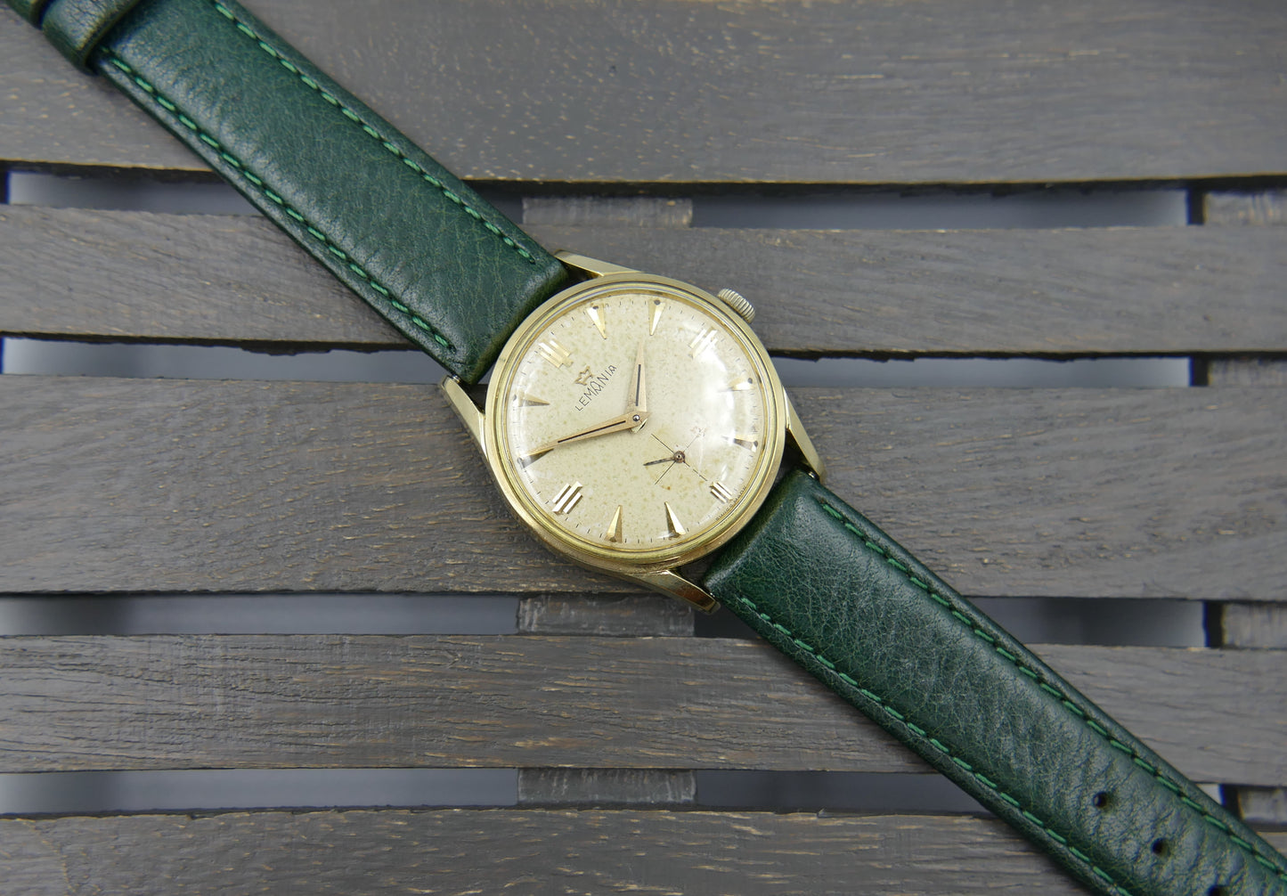 60s vintage watch mens Lemania ref. 918 -2 KO cal. 3000 gold pl serviced