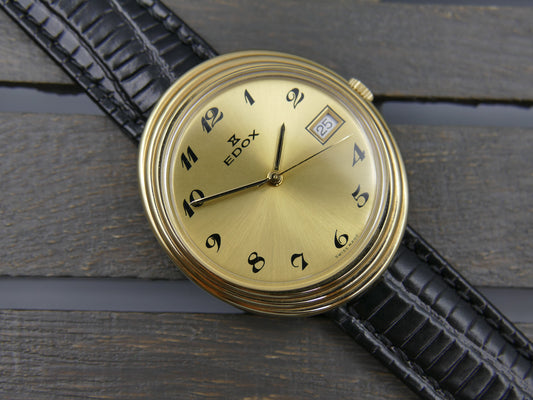 80's vintage watch mens Edox oval ref 32807-10 hand wind Cal. AS / ST 1950 / 51  N.O.S
