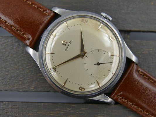 50s vintage watch mens Omega jumbo calatrava ref 2609 12 hand wind 266 37mm
