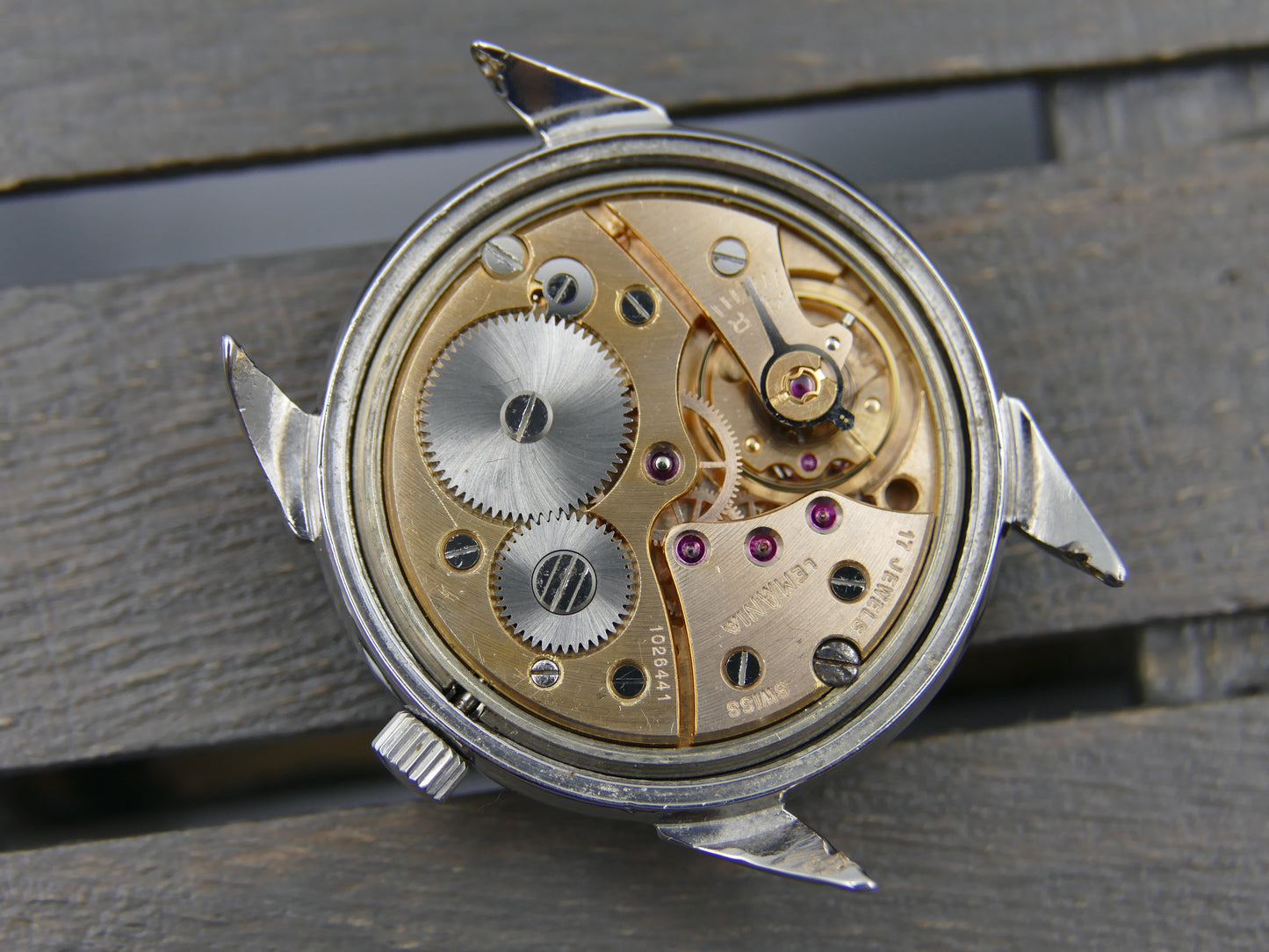 60s vintage watch mens Lemania ref. 298 /4 cal. 3000 honey dial serviced