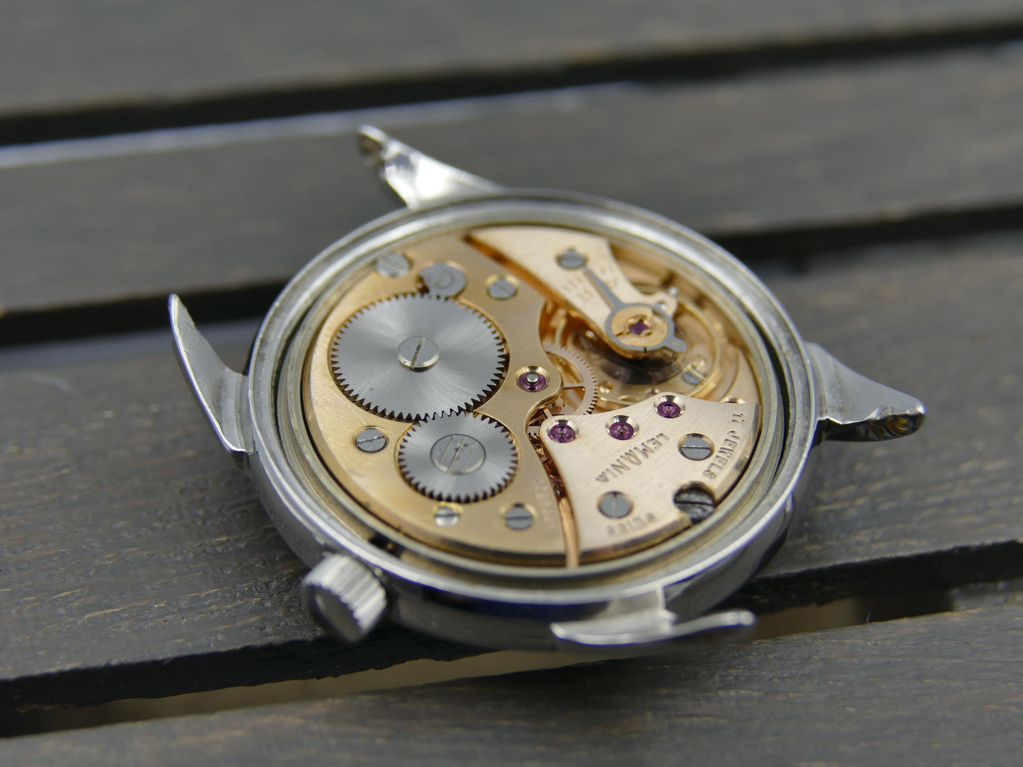 60s vintage watch mens Lemania ref. 298 /4 cal. 3000 honey dial serviced