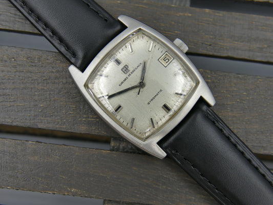 60s vintage watch mens Girard perregaux Gyromatic tonneau steel serviced
