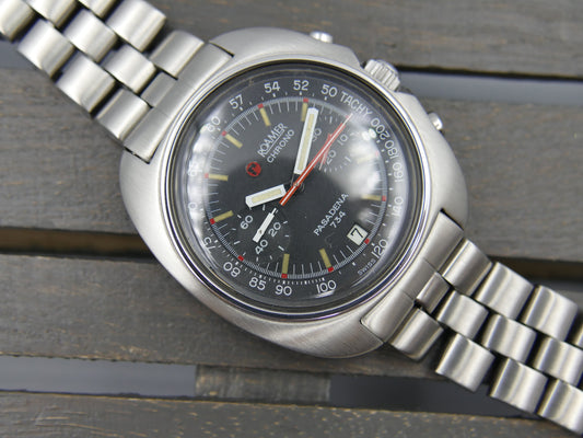 70s vintage watch mens Roamer Pasadena 734 ref 734-9120.608 chrono valjoux 7734 serviced