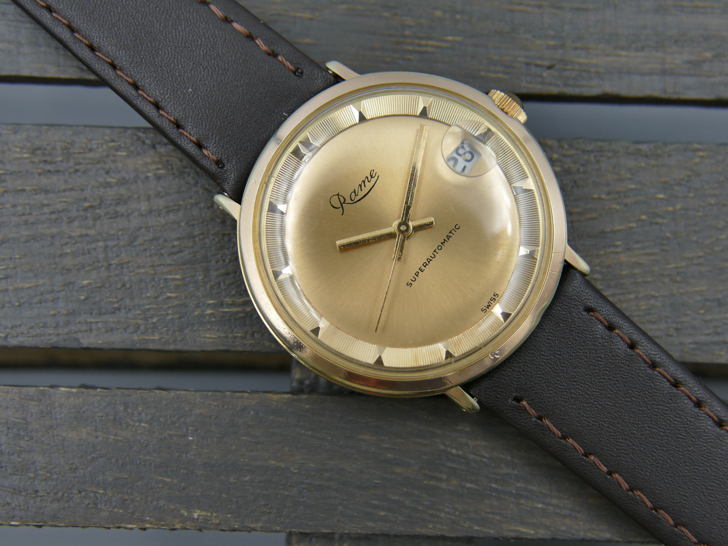 60s vintage watch mens swiss Rame superautomatic ETA 2452 deluxe dial serviced