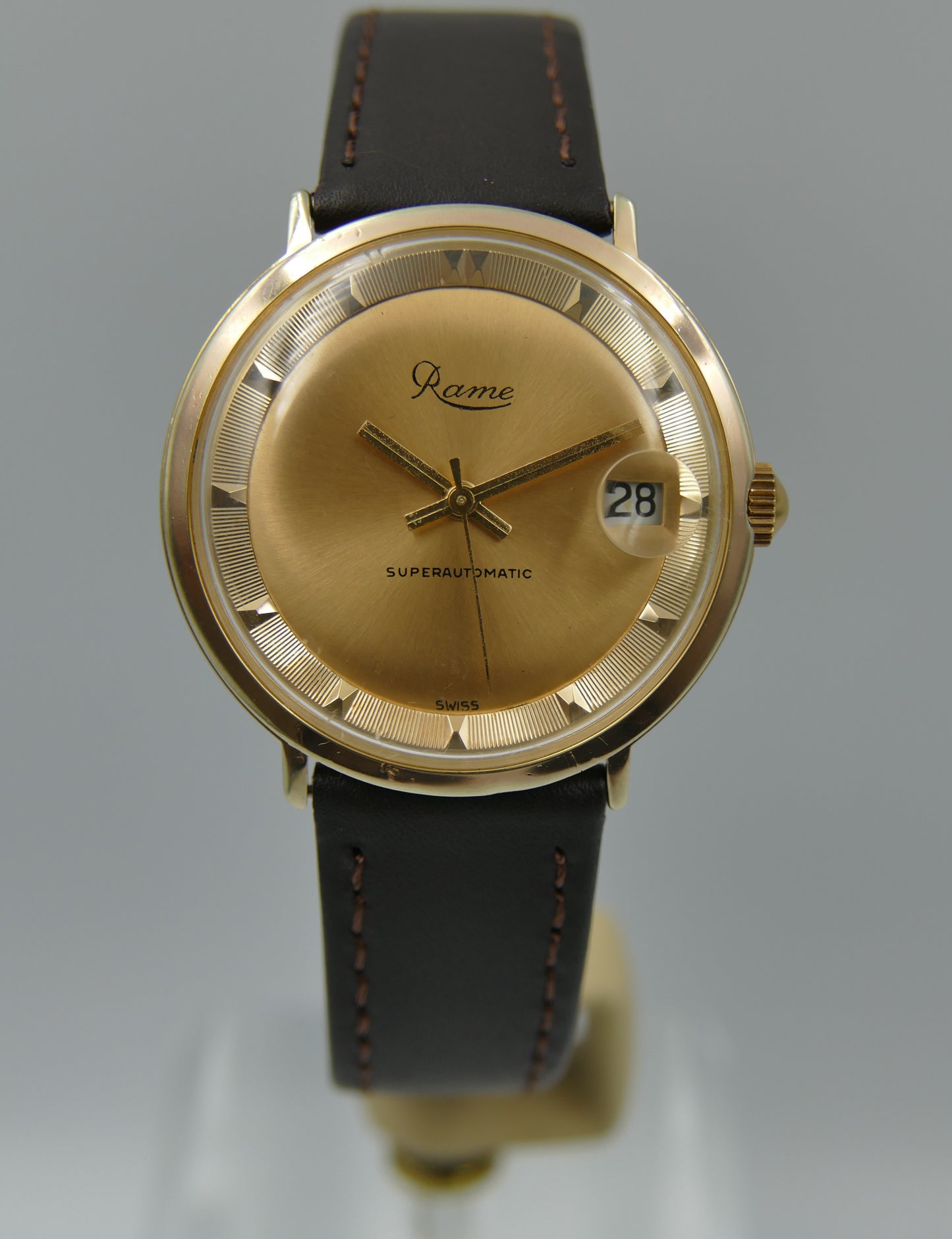 60s vintage watch mens swiss Rame superautomatic ETA 2452 deluxe dial serviced