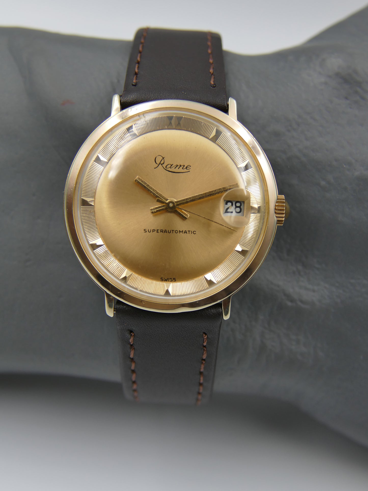 60s vintage watch mens swiss Rame superautomatic ETA 2452 deluxe dial serviced