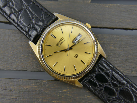 vintage watch mens Seiko SQ quartz president gold pl