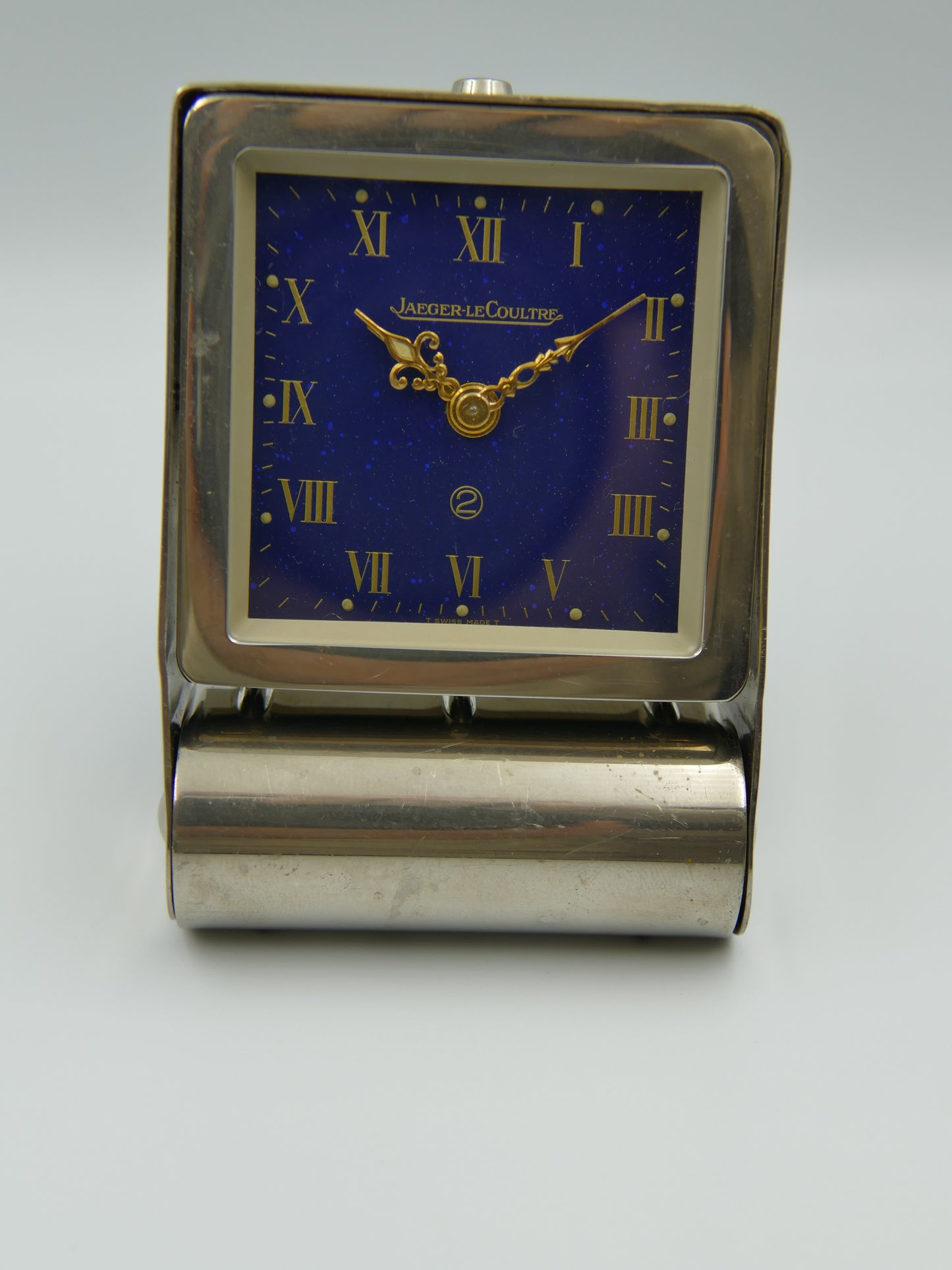 Vintage Clock Jaeger LeCoultre Art Deco Alarm Travel Clock Folding Lapis Lazuli dial