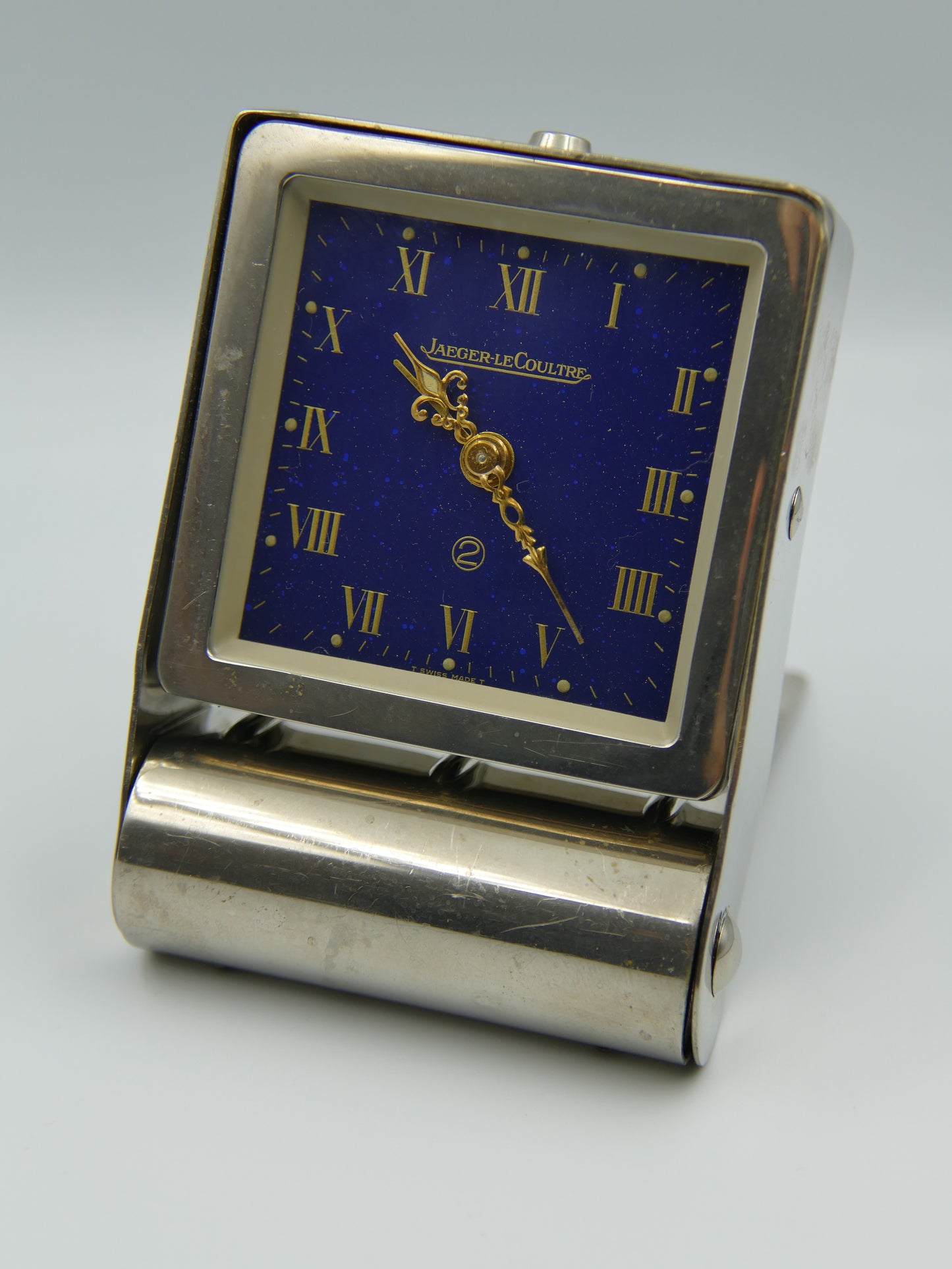Vintage Clock Jaeger LeCoultre Art Deco Alarm Travel Clock Folding Lapis Lazuli dial