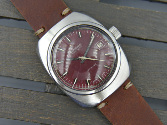 60s vintage watch mens Cortebert precision burgundy ref. 298.006 monocoque 60 1ers prix observatoires serviced