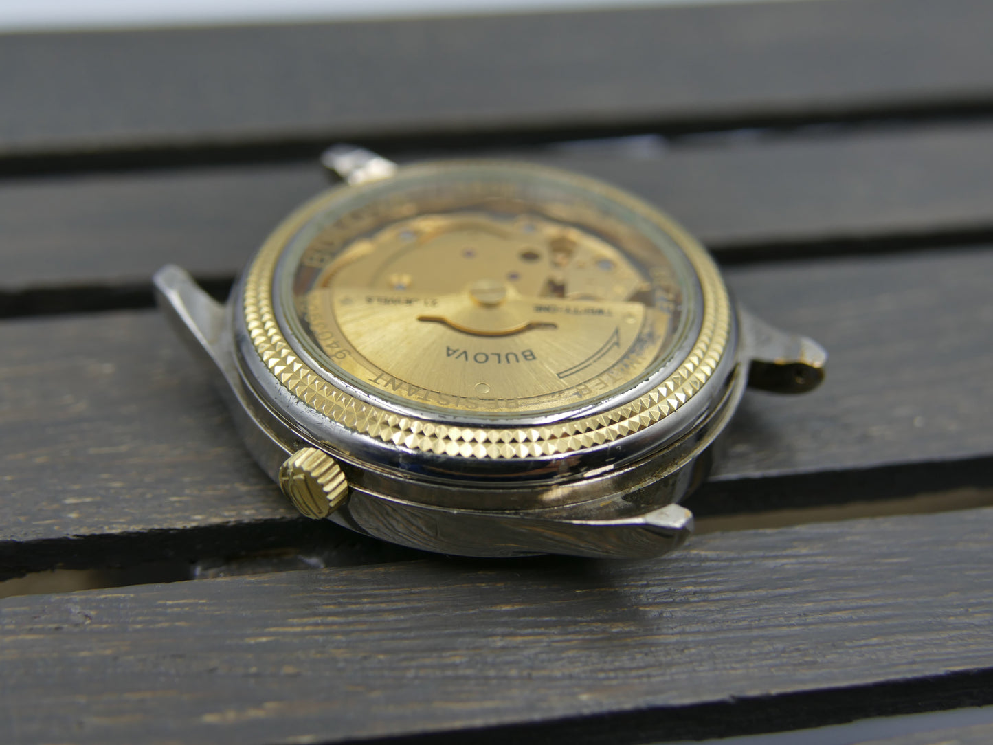 90s vintage watch mens dress Bulova automatic 21J Miyota 8200 two tone