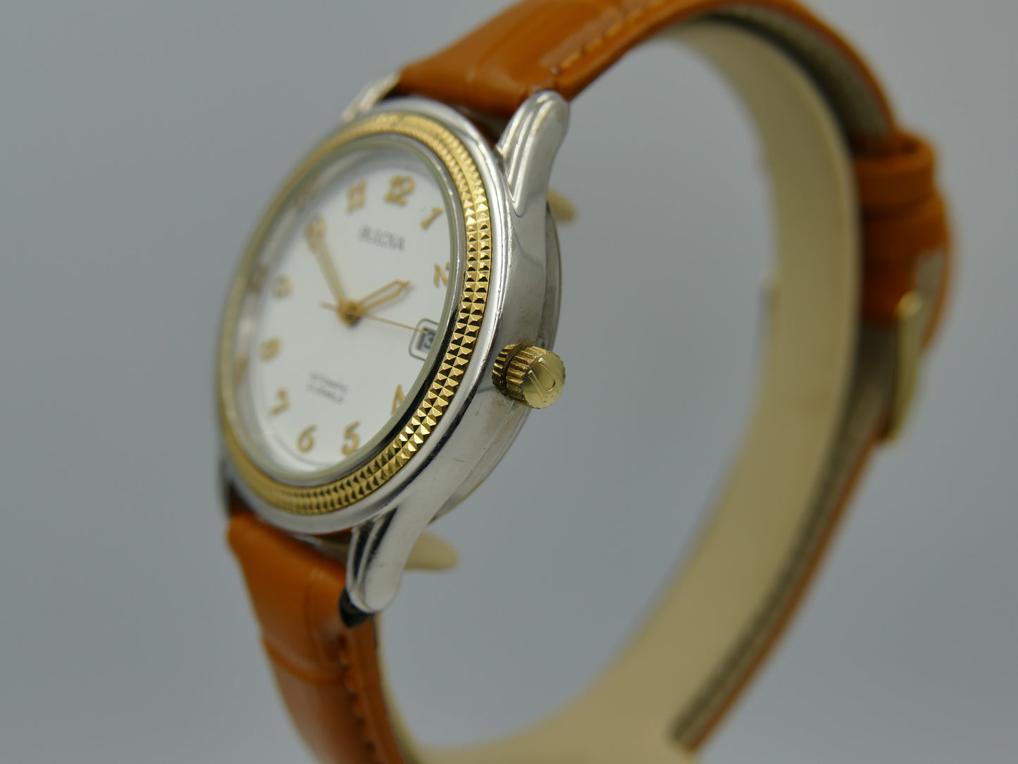 90s vintage watch mens dress Bulova automatic 21J Miyota 8200 two tone