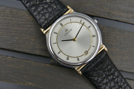 80s vintage watch mens Seiko Credor 7779-6000 18K Gold ultra thin