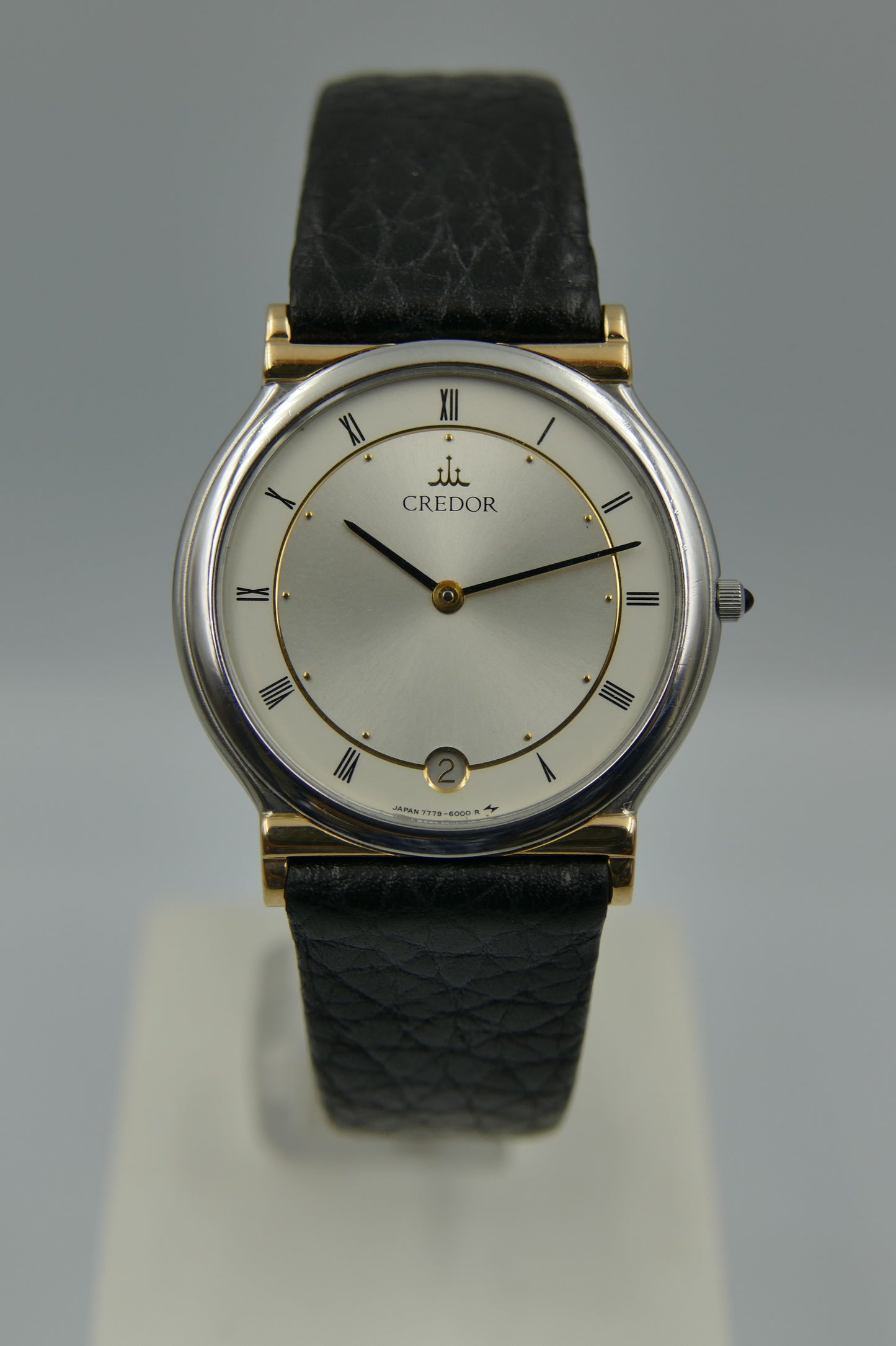 80s vintage watch mens Seiko Credor 7779-6000 18K Gold ultra thin
