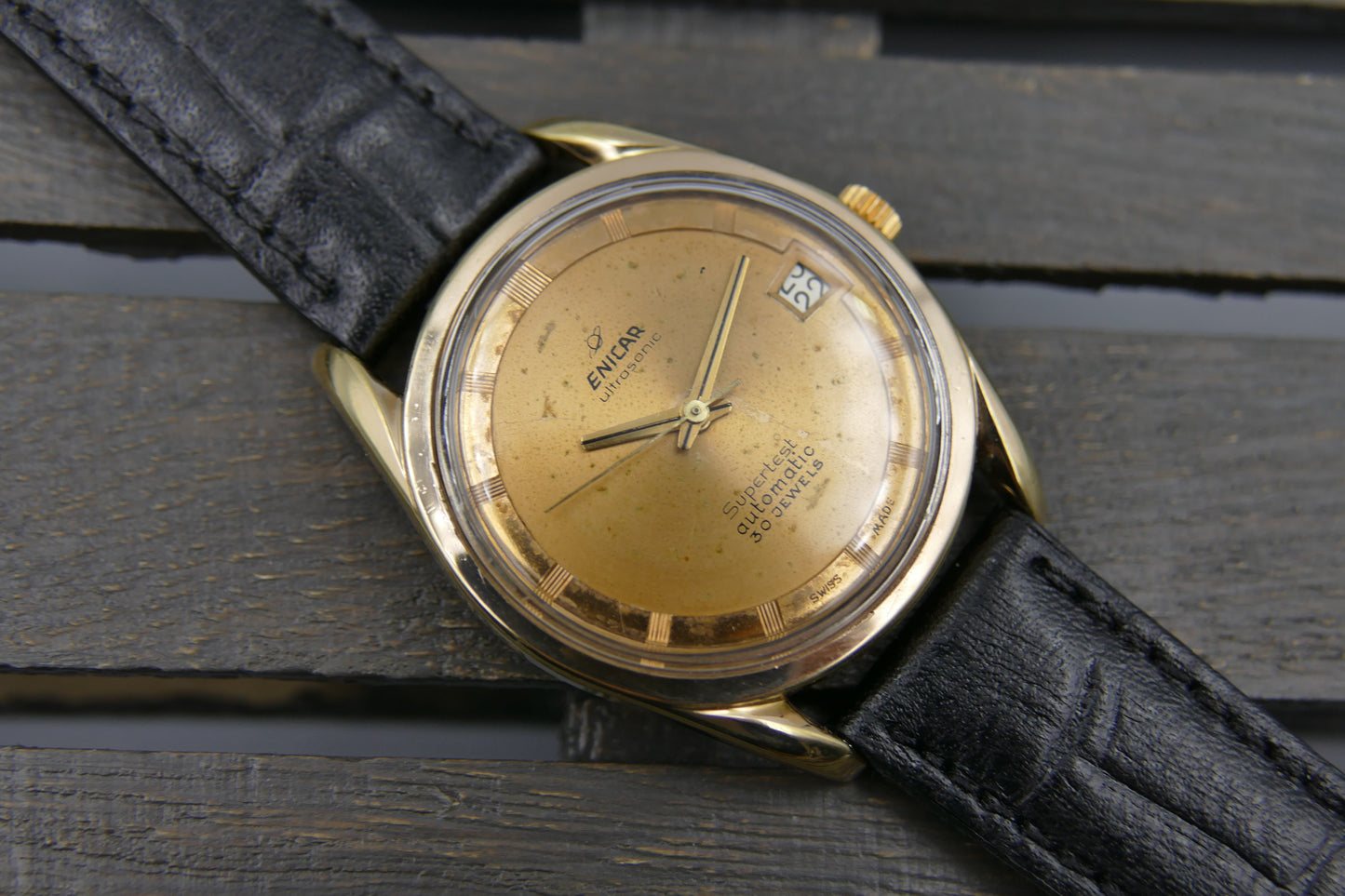 60’s vintage watch mens Enicar 100/254 ACPS Ultrsonic Supertest polerouter automatic AR 1125