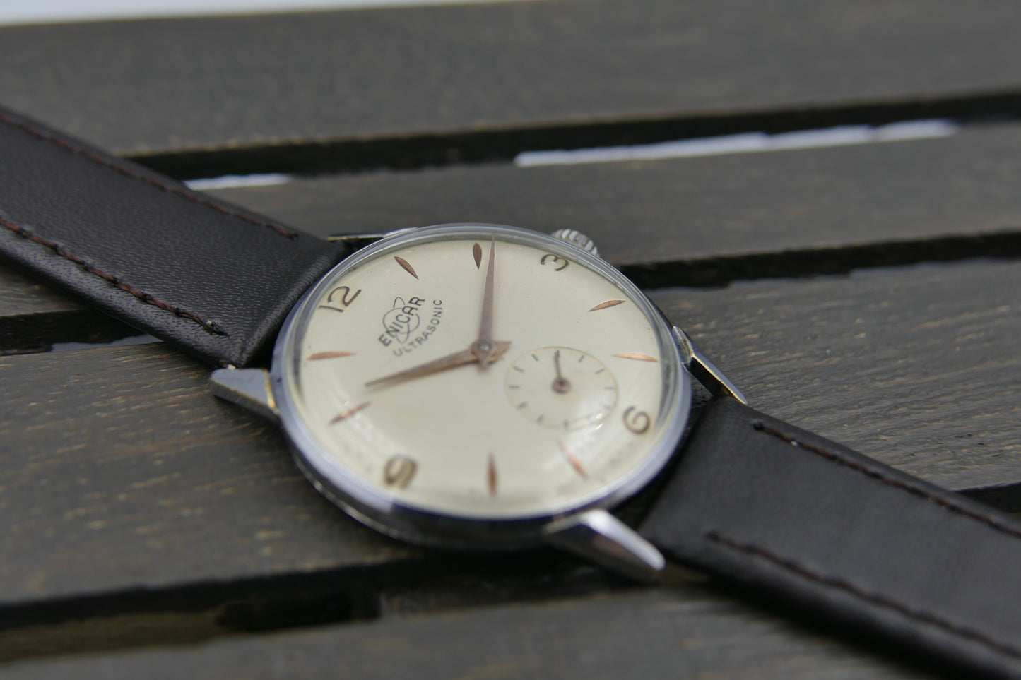 60s vintage watch Enicar 100/73M manual wind AR 1012 serviced