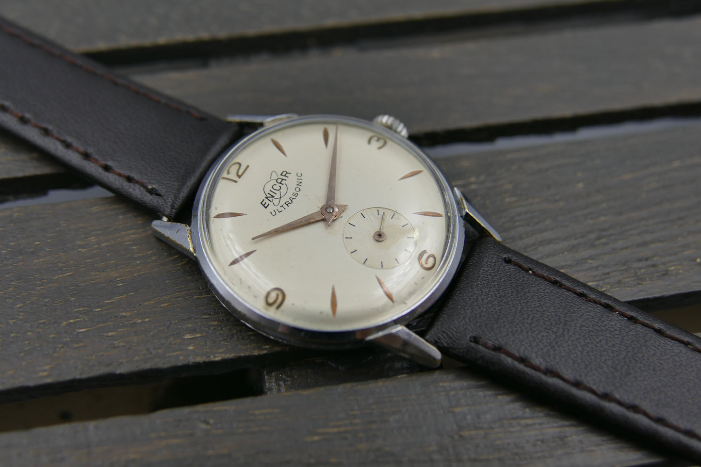 60s vintage watch Enicar 100/73M manual wind AR 1012 serviced