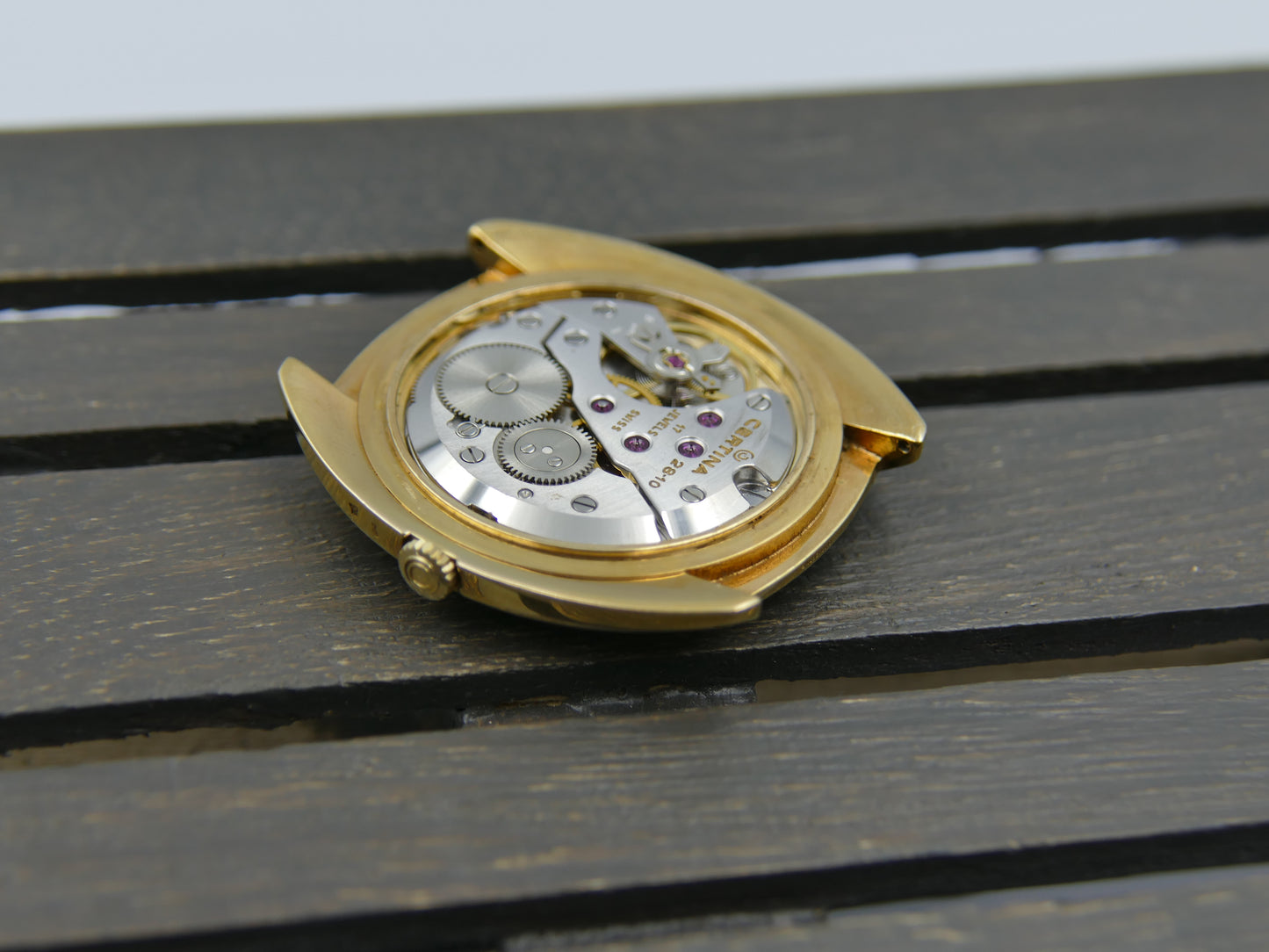 60s Vintage watch mens oversize Certina ref. 860.3510.25 hand wind 28-10 gold pl Thin