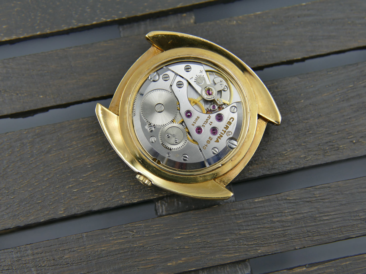 60s Vintage watch mens oversize Certina ref. 860.3510.25 hand wind 28-10 gold pl Thin