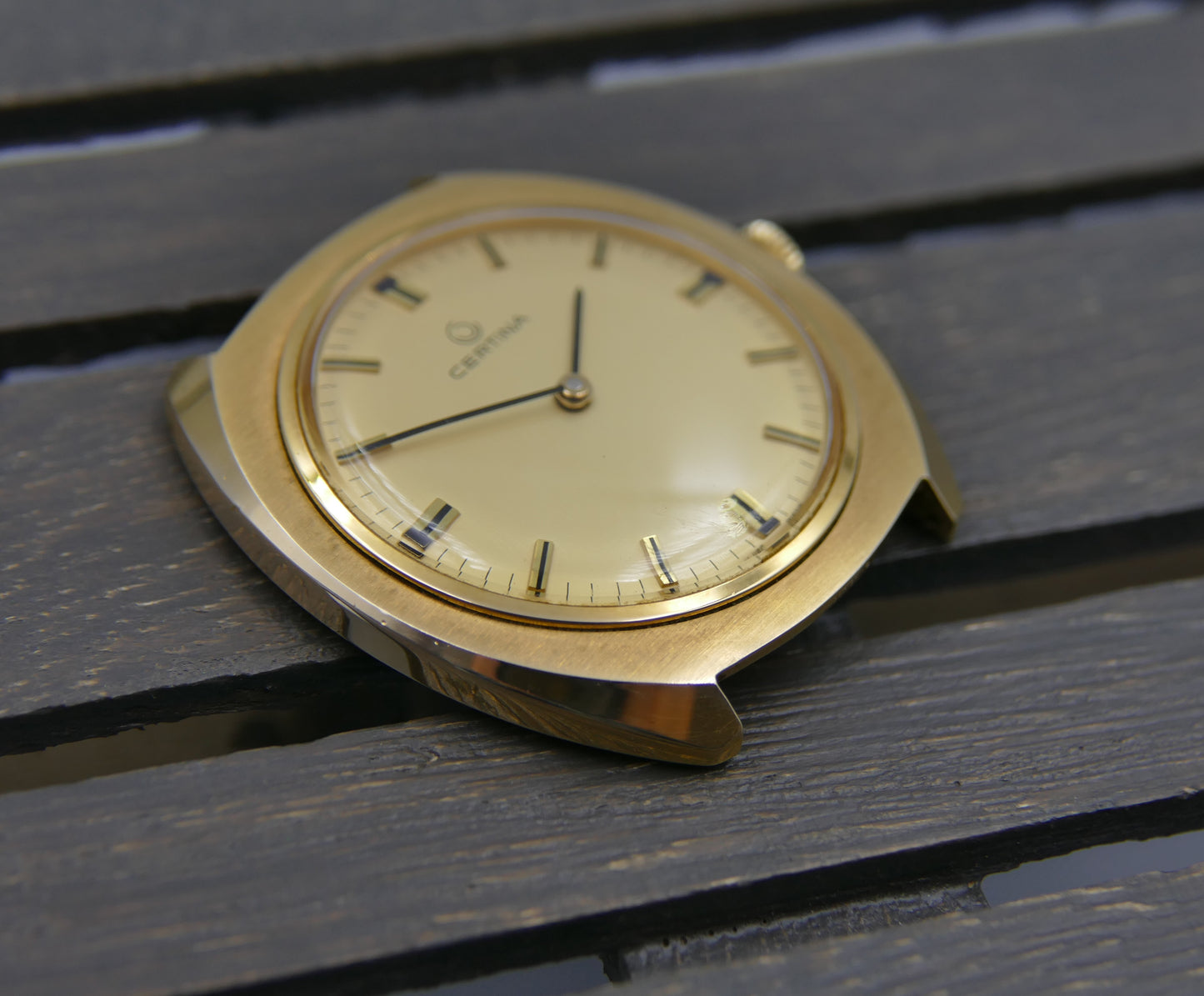 60s Vintage watch mens oversize Certina ref. 860.3510.25 hand wind 28-10 gold pl Thin