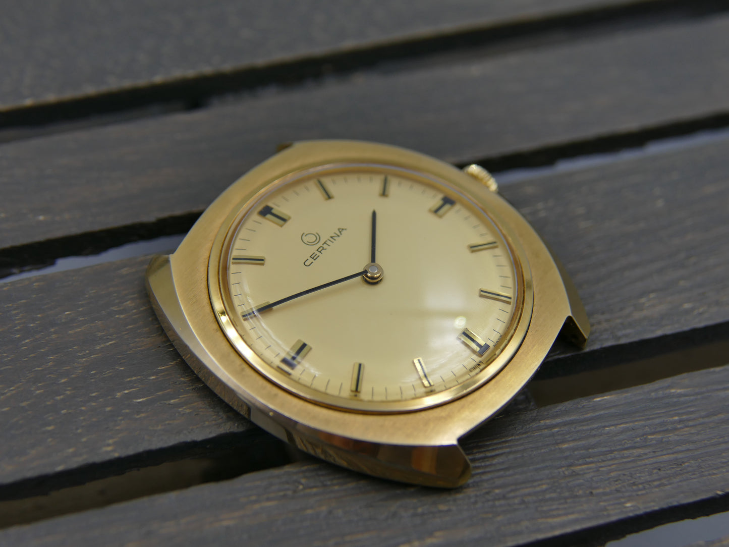 60s Vintage watch mens oversize Certina ref. 860.3510.25 hand wind 28-10 gold pl Thin