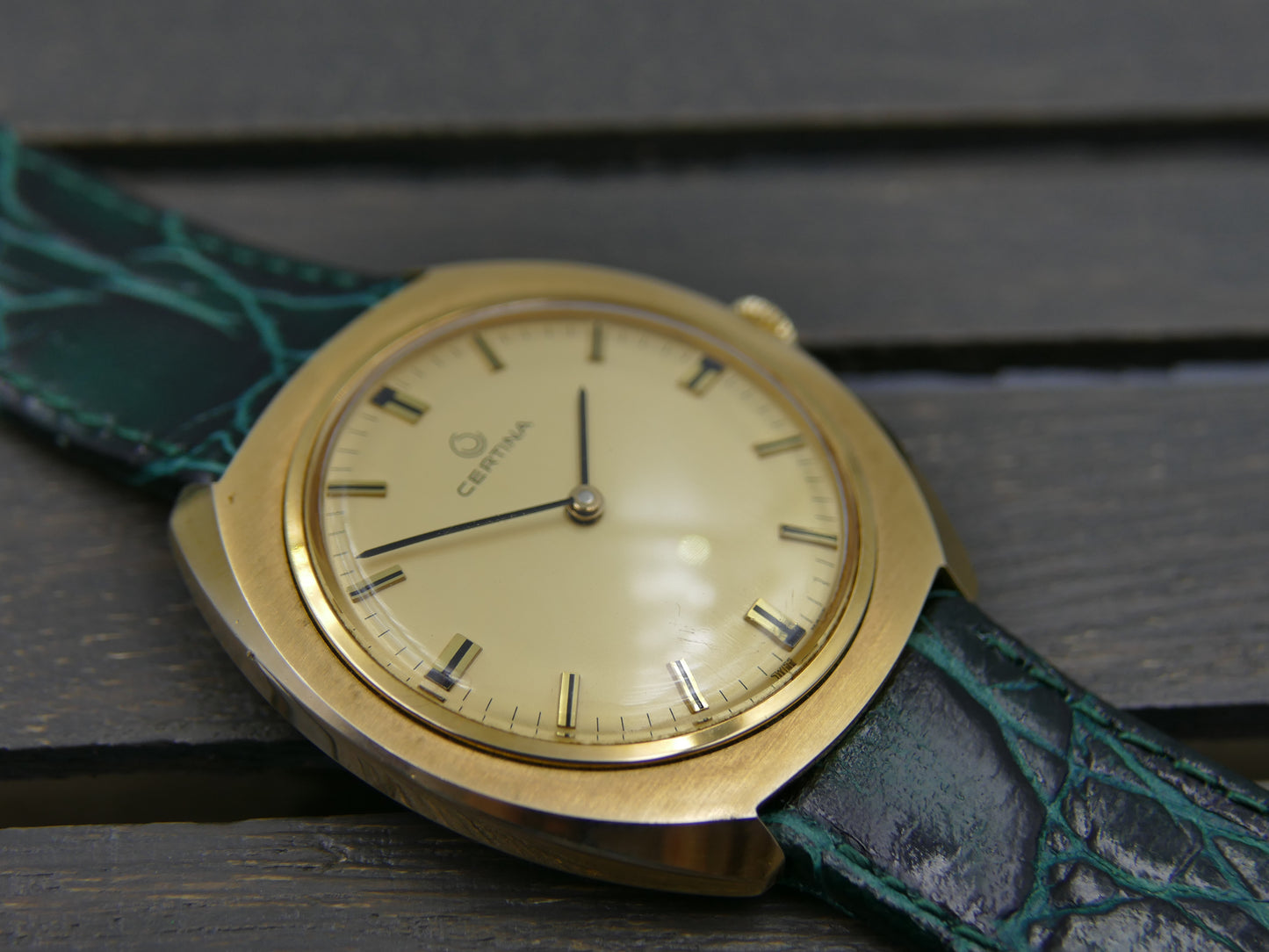 60s Vintage watch mens oversize Certina ref. 860.3510.25 hand wind 28-10 gold pl Thin