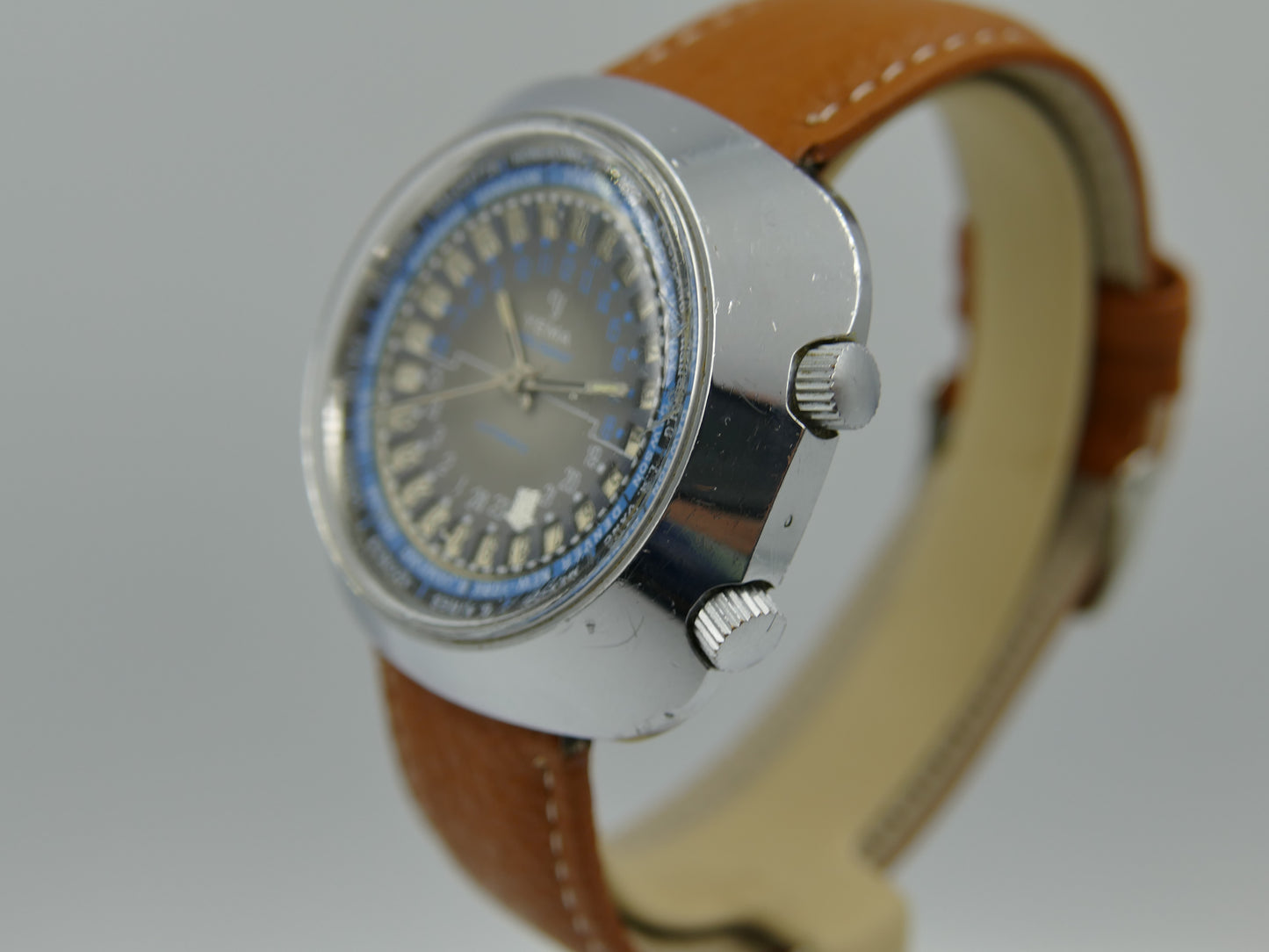 60s vintage watch mens Yema Worldgraf patent peding automatic FE RARE