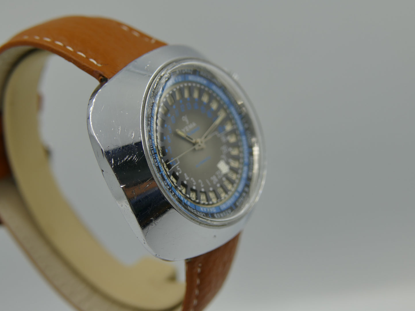 60s vintage watch mens Yema Worldgraf patent peding automatic FE RARE