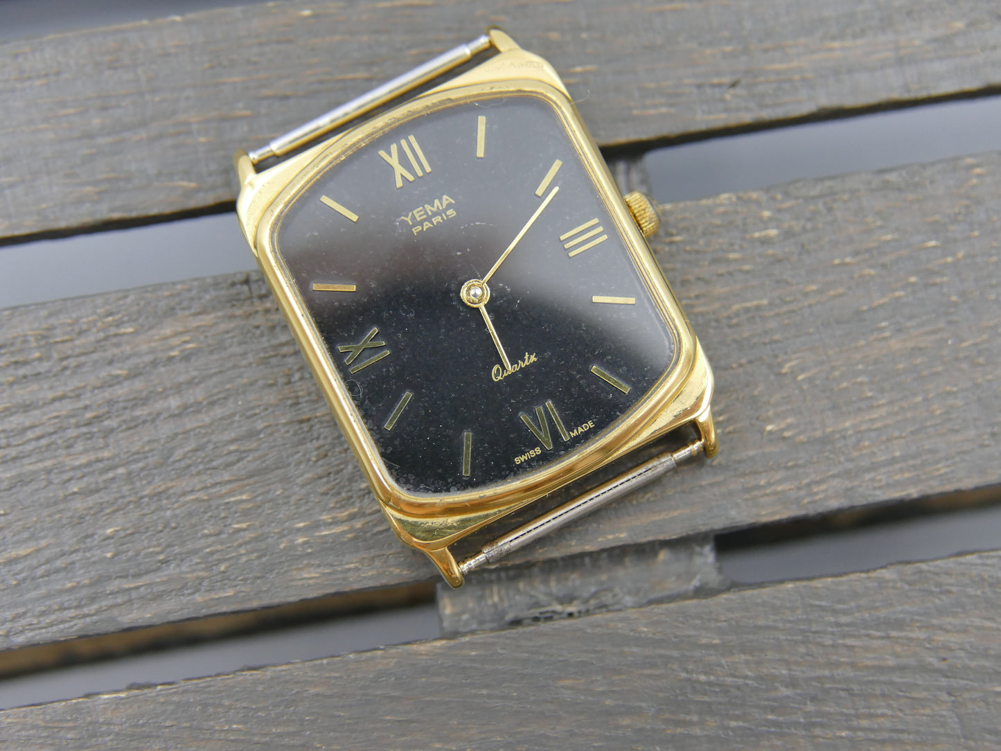 80s vintage watch mens YEMA quartz ref 1700 3 tank flat