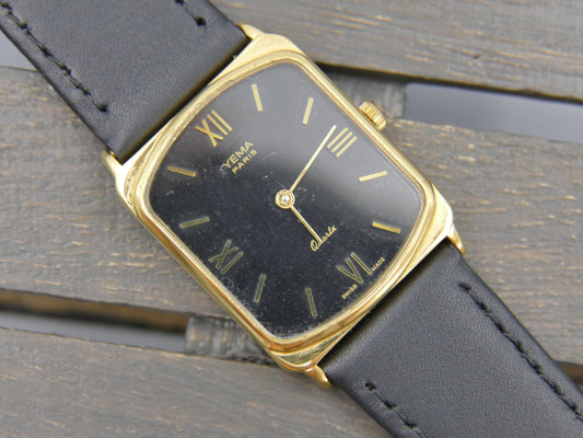 80s vintage watch mens YEMA quartz ref 1700 3 tank flat