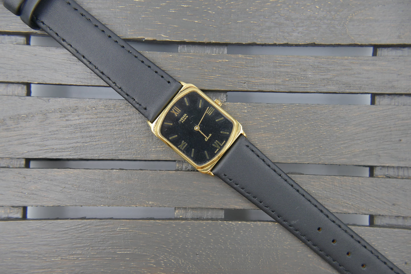 80s vintage watch mens YEMA quartz ref 1700 3 tank flat
