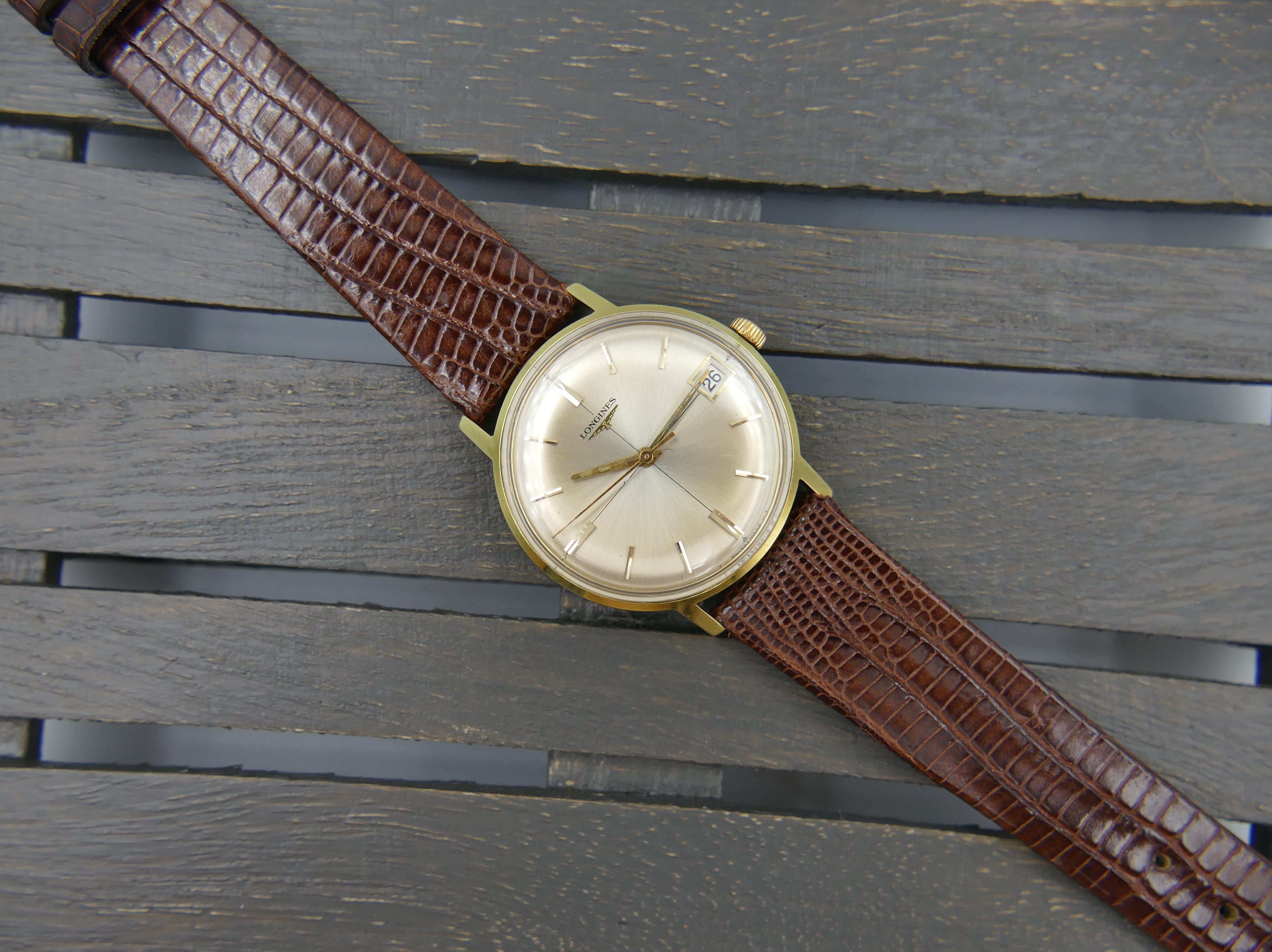 70's vintage watch mens Longines cross dial ref. 7626 -3 hand wind