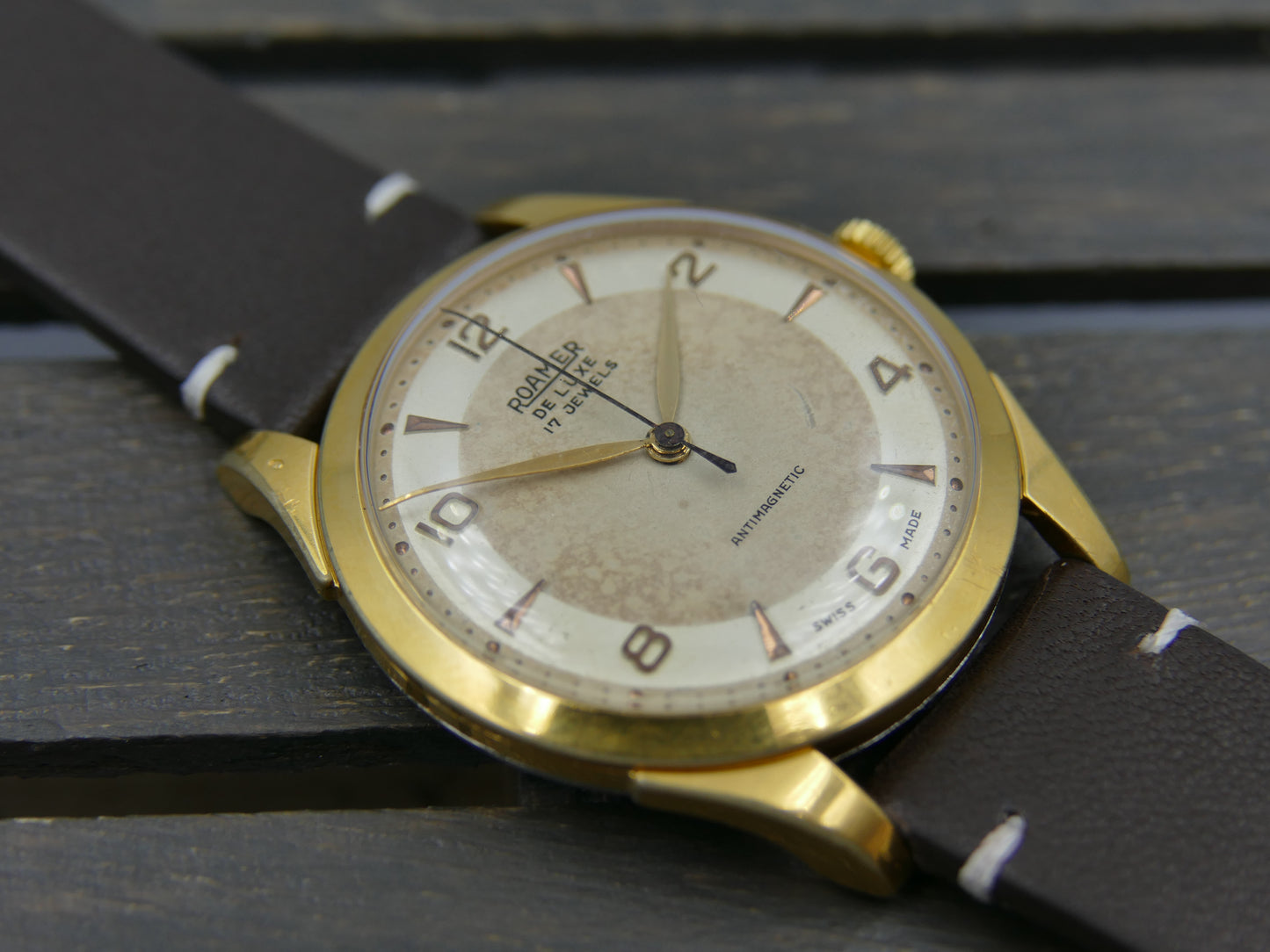 50s vintage watch mens Roamer De Luxe two tone ST 372 rare