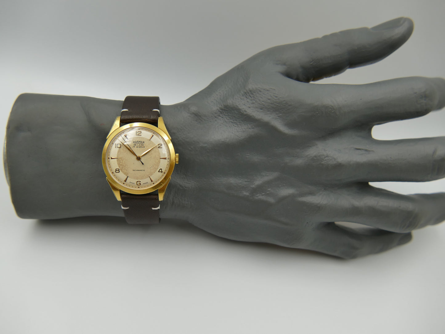 50s vintage watch mens Roamer De Luxe two tone ST 372 rare