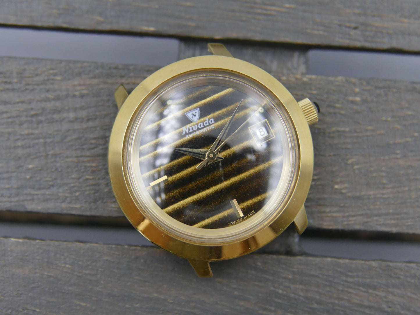 Vintage watch Nivada tiger eye dial Yves Saint Laurent ref 5490 automatic AS 1788