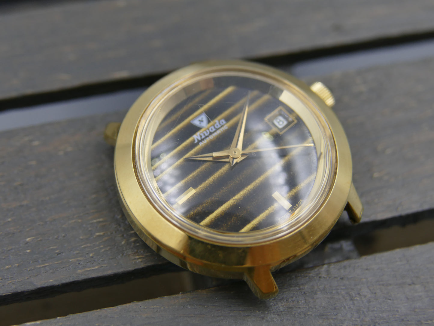 Vintage watch Nivada tiger eye dial Yves Saint Laurent ref 5490 automatic AS 1788