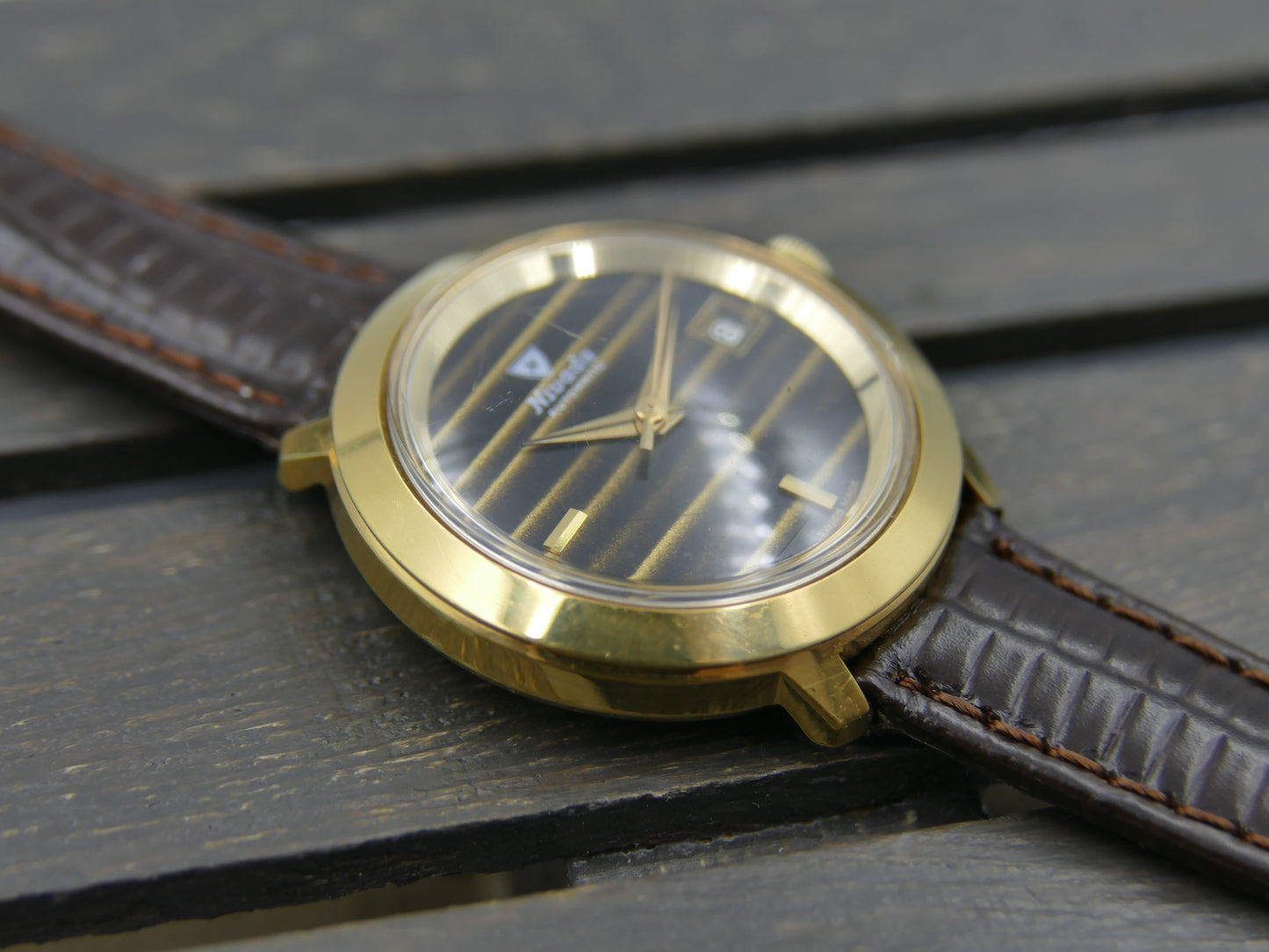 Vintage watch Nivada tiger eye dial Yves Saint Laurent ref 5490 automatic AS 1788