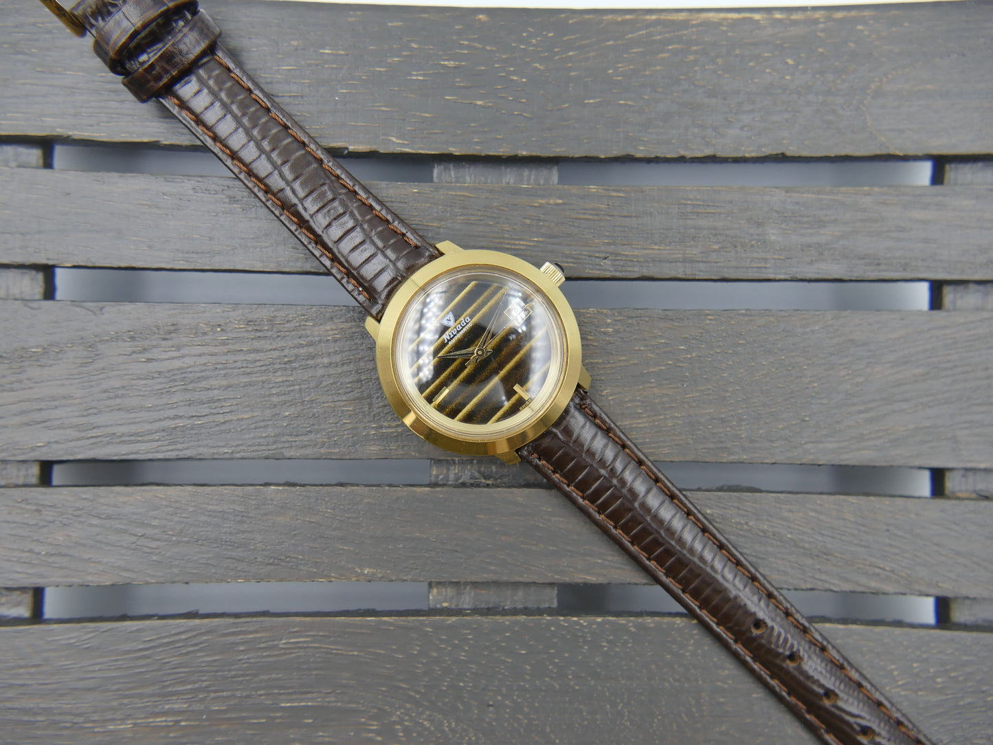 Vintage watch Nivada tiger eye dial Yves Saint Laurent ref 5490 automatic AS 1788