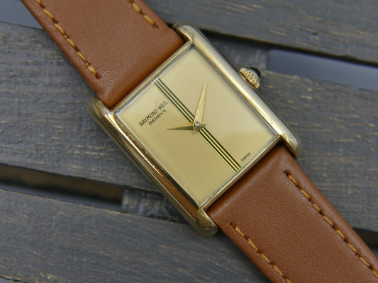 80s vintage watch Raymond Weil tank geneve ref. 671 hand wind cal. FHF-ST 69N