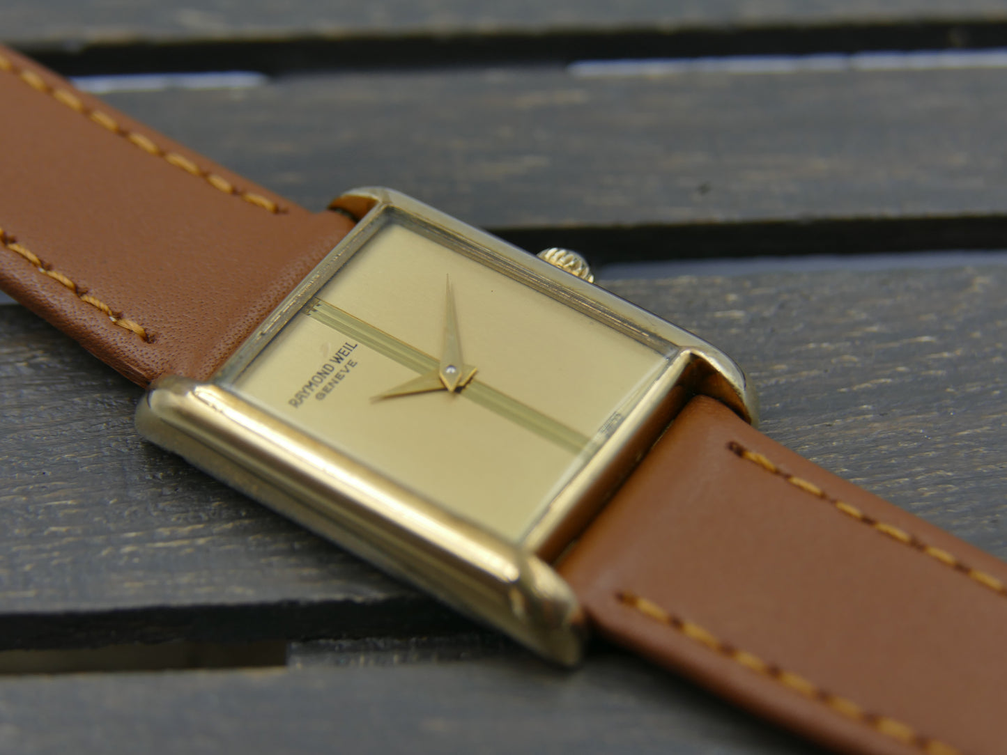 80s vintage watch Raymond Weil tank geneve ref. 671 hand wind cal. FHF-ST 69N