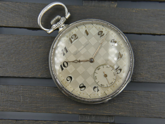 Vintage art deco pocket watch silver Chronometre manual wind