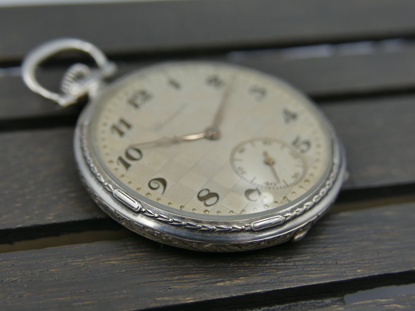 Vintage art deco pocket watch silver Chronometre manual wind