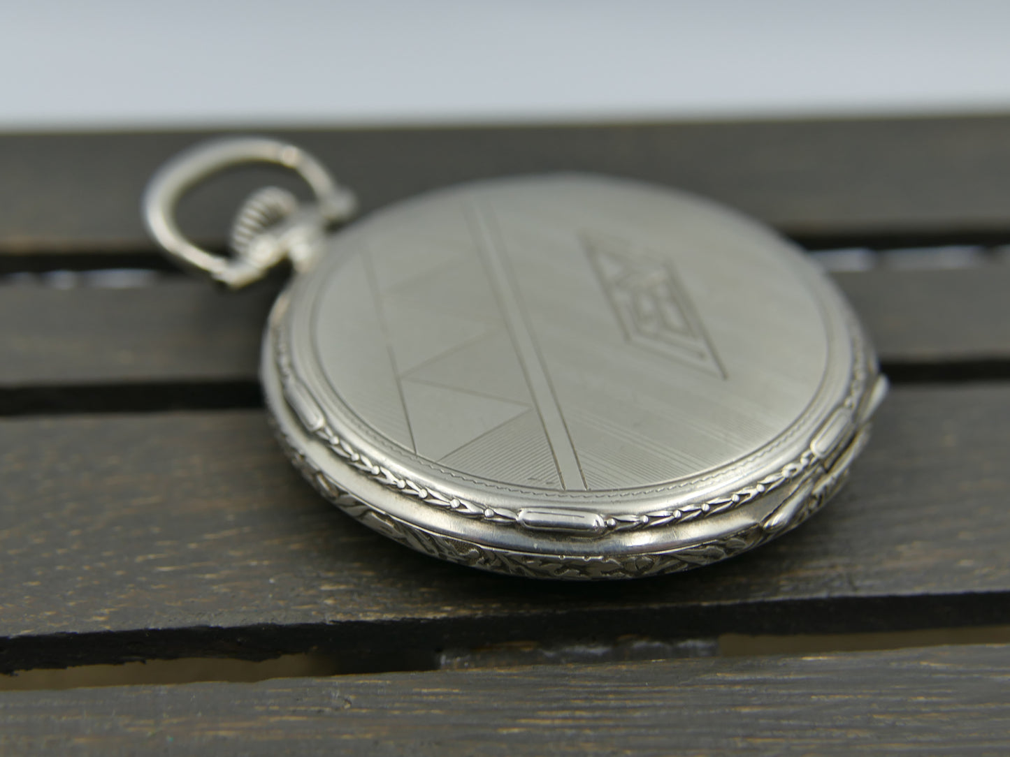 Vintage art deco pocket watch silver Chronometre manual wind