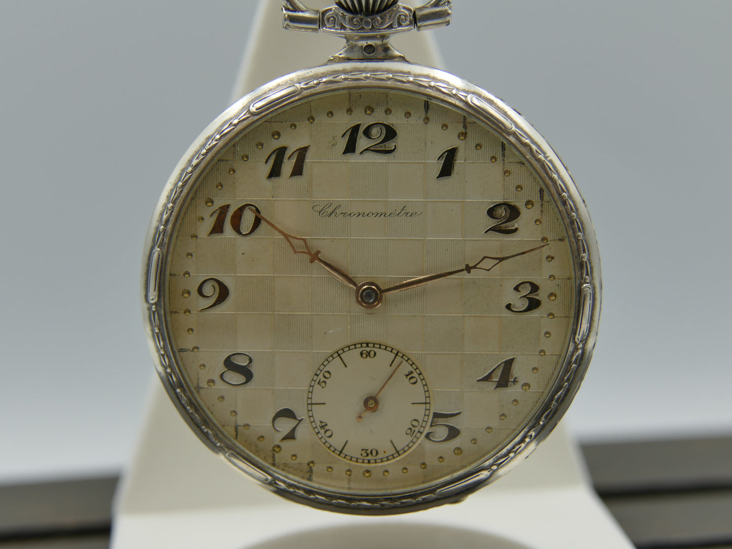 Vintage art deco pocket watch silver Chronometre manual wind